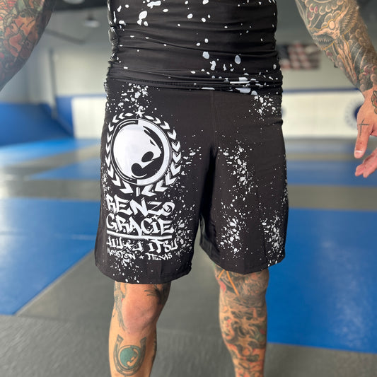 Graffiti Drip Fight Shorts - Black